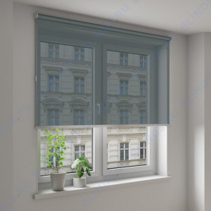Рулонные шторы Louvolite Омега темно-зеленый - фото на окне