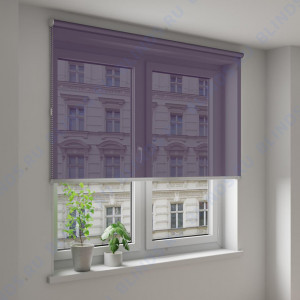 Рулонные шторы Louvolite Омега баклажан - фото на окне