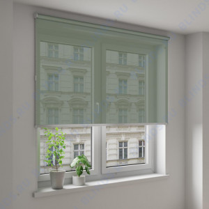 Рулонные шторы Louvolite Омега зеленый - фото на окне