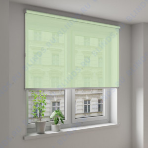 Рулонные шторы Louvolite Омега светло-зеленый - фото на окне