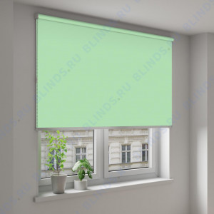 Рулонные шторы Louvolite Альфа блэкаут зеленый - фото на окне
