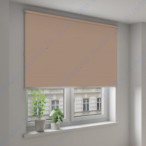 Рулонные шторы Louvolite Альфа блэкаут светло-коричневый - фото на окне