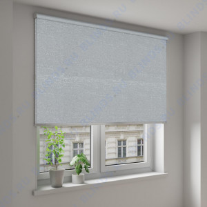 Рулонные шторы Louvolite Глиттер серый - фото на окне