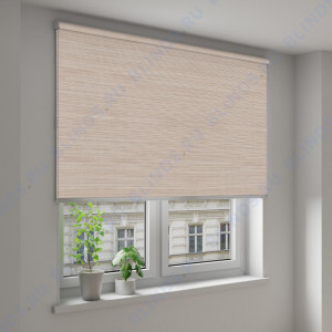 Рулонные шторы Louvolite Импала бежевый - фото на окне
