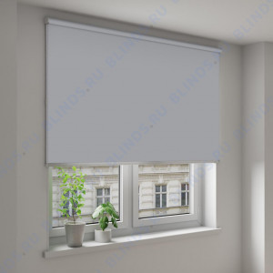 Рулонные шторы Louvolite Омега серый - фото на окне