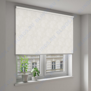 Рулонные шторы Louvolite Орбита блэкаут белый - фото на окне