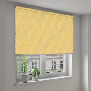 Рулонные шторы Louvolite Орбита блэкаут желтый - фото на окне