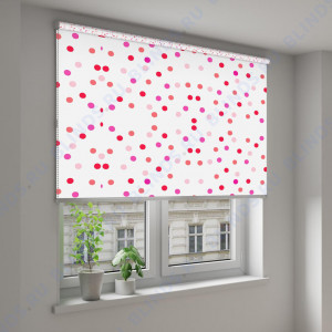 Рулонные шторы Louvolite Полька блэкаут красный - фото на окне