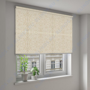 Рулонные шторы Louvolite Шёлк светло-бежевый - фото на окне