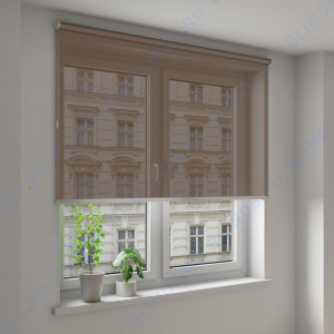 Рулонные шторы Louvolite Альфа темно-коричневый - фото на окне