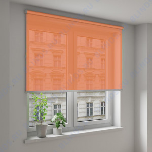 Рулонные шторы Louvolite Альфа оранжевые - фото на окне