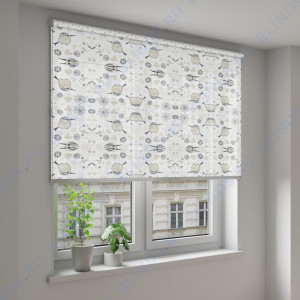 Рулонные шторы Louvolite Птички белый - фото на окне