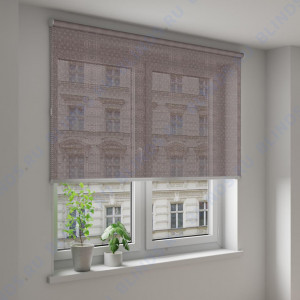 Рулонные шторы Louvolite Калипсо коричневый - фото на окне