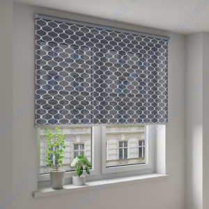 Рулонные шторы Louvolite Деон темно-синий - фото на окне