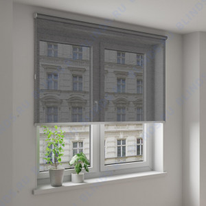 Рулонные шторы Louvolite Глиттер графит - фото на окне