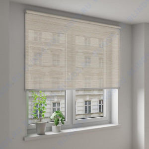 Рулонные шторы Louvolite Импала блэкаут бежевый - фото на окне