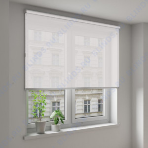 Рулонные шторы Louvolite Перл молочный белый - фото на окне