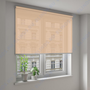 Рулонные шторы Louvolite Перл оранжевый - фото на окне