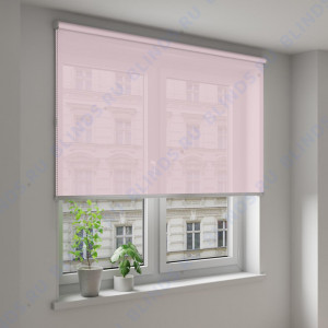 Рулонные шторы Louvolite Перл светло-розовый - фото на окне