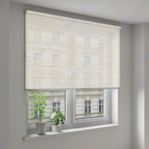 Рулонные шторы Louvolite Сафари светло-бежевый - фото на окне