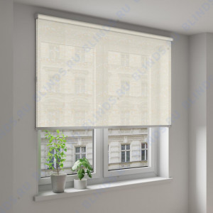 Рулонные шторы Louvolite Сакура бежевый - фото на окне