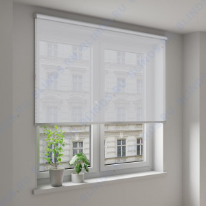 Рулонные шторы Louvolite Скрин 5% светло-серый - фото на окне