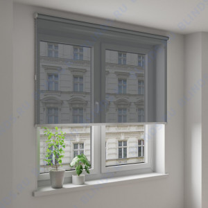 Рулонные шторы Louvolite Скрин 5% черный - фото на окне
