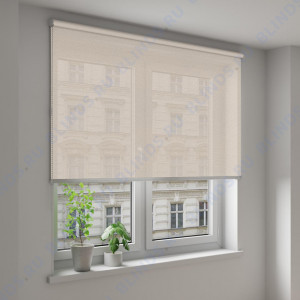 Рулонные шторы Louvolite Сиде блэкаут бежевый - фото на окне