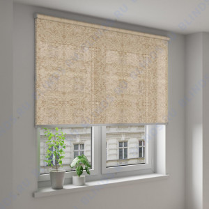Рулонные шторы Louvolite Шёлк темно-бежевый - фото на окне