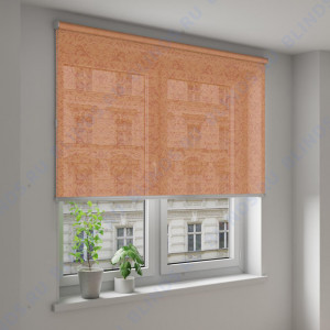 Рулонные шторы Louvolite Шёлк оранжевый - фото на окне