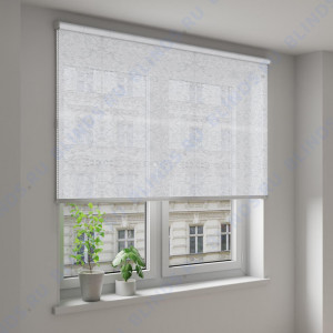 Рулонные шторы Louvolite Шёлк жемчужно-серый - фото на окне
