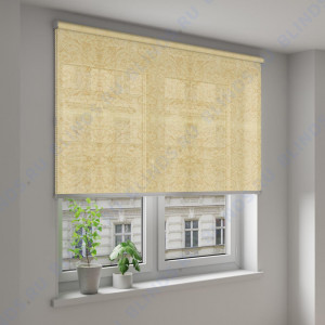 Рулонные шторы Louvolite Шёлк желтый - фото на окне