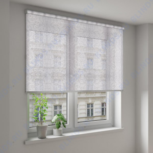 Рулонные шторы Louvolite Вальс серый - фото на окне