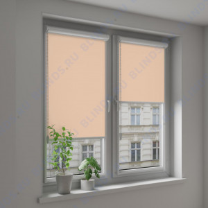 Рулонные тканевые жалюзи Уни-2 Альфа блэкаут персиковый - фото на окне