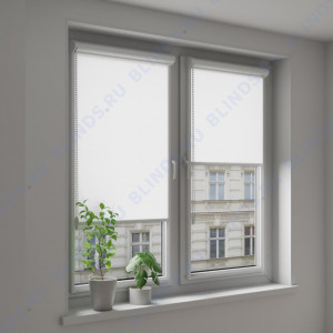 Рулонные тканевые жалюзи Уни-2 Омега FR белый - фото на окне