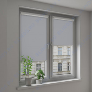 Рулонные тканевые жалюзи Уни-2 Омега серый - фото на окне