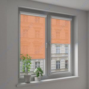 Рулонные тканевые жалюзи Уни-2 Альфа светло-оранжевые - фото на окне