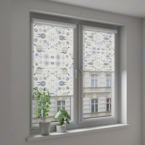 Рулонные тканевые жалюзи Уни-2 Птички белый - фото на окне