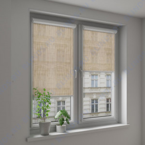 Рулонные тканевые жалюзи Уни-2 Эльба карамель - фото на окне