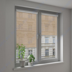 Рулонные тканевые жалюзи Уни-2 Импала светло-коричневый - фото на окне