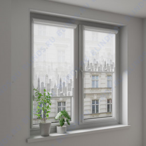 Рулонные тканевые жалюзи Уни-2 Нью-Йорк серый - фото на окне
