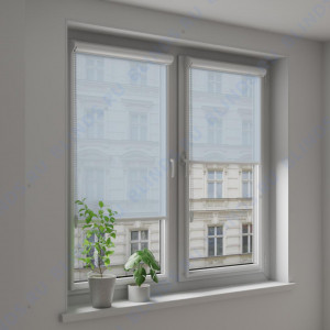 Рулонные тканевые жалюзи Уни-2 Омега блэкаут светло-серый - фото на окне