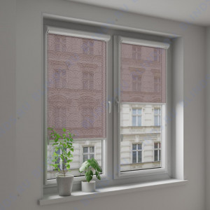 Рулонные тканевые жалюзи Уни-2 Ажур коричневые - фото на окне