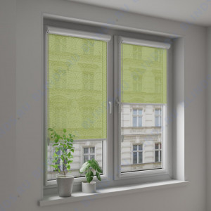 Рулонные тканевые жалюзи Уни-2 Ажур салатовый - фото на окне