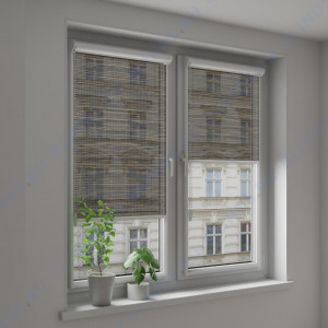 Рулонные тканевые жалюзи Уни-2 Сафари коричневый - фото на окне