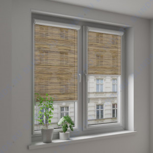 Рулонные тканевые жалюзи Уни-2 Сафари светло-коричневый - фото на окне