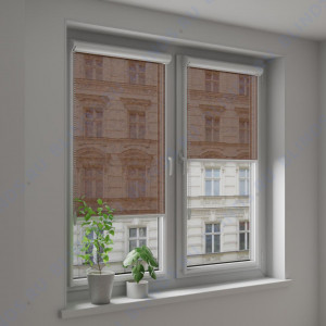 Рулонные тканевые жалюзи Уни-2 Шёлк коричневый - фото на окне