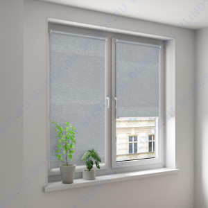 Минирулонные тканевые жалюзи Глиттер блэкаут серый - фото на окне