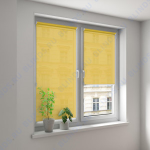 Минирулонные тканевые жалюзи Альфа ярко-желтый - фото на окне