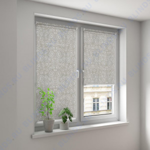 Минирулонные тканевые жалюзи Анжу светло-серый - фото на окне
